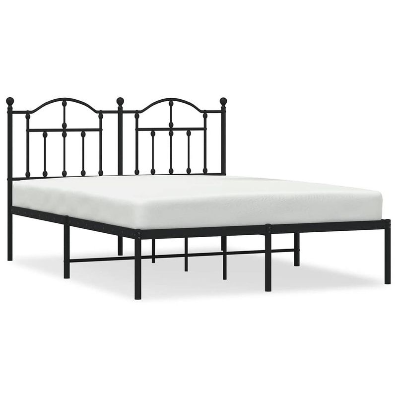 Foto van Vidaxl bedframe met hoofdbord metaal zwart 150x200 cm