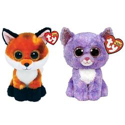 Foto van Ty - knuffel - beanie boo'ss - fox & cassidy cat