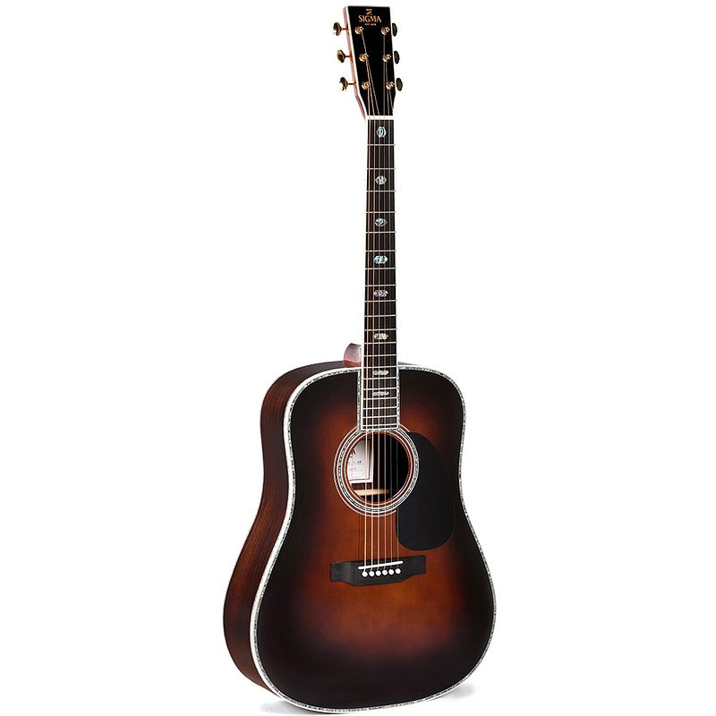 Foto van Sigma guitars sdr-45-sb akoestische western gitaar sunburst met softcase