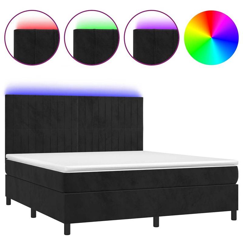 Foto van The living store bed - led - zacht fluweel - verstelbaar hoofdbord - pocketvering matras - huidvriendelijk topmatras -