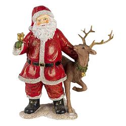 Foto van Clayre & eef kerstdecoratie beeld kerstman 19*11*20 cm rood kunststof decoratief figuur decoratieve accessoires