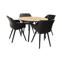 Foto van Hartman sophie studio black/dave teak 110 cm. tuinset - 5-delig