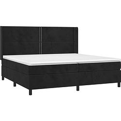 Foto van The living store boxspringbed - the living store - bed - 203 x 203 x 118/128 cm - zwart - fluweel