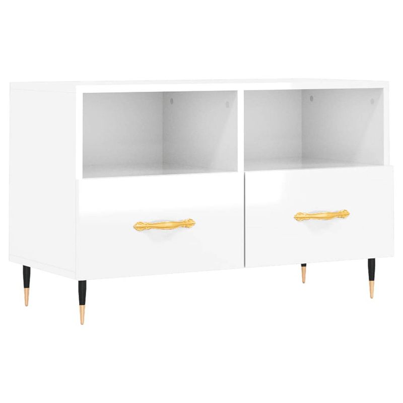 Foto van The living store tv-meubel modern - tv-meubel - 80x36x50 cm - wit hoogglans