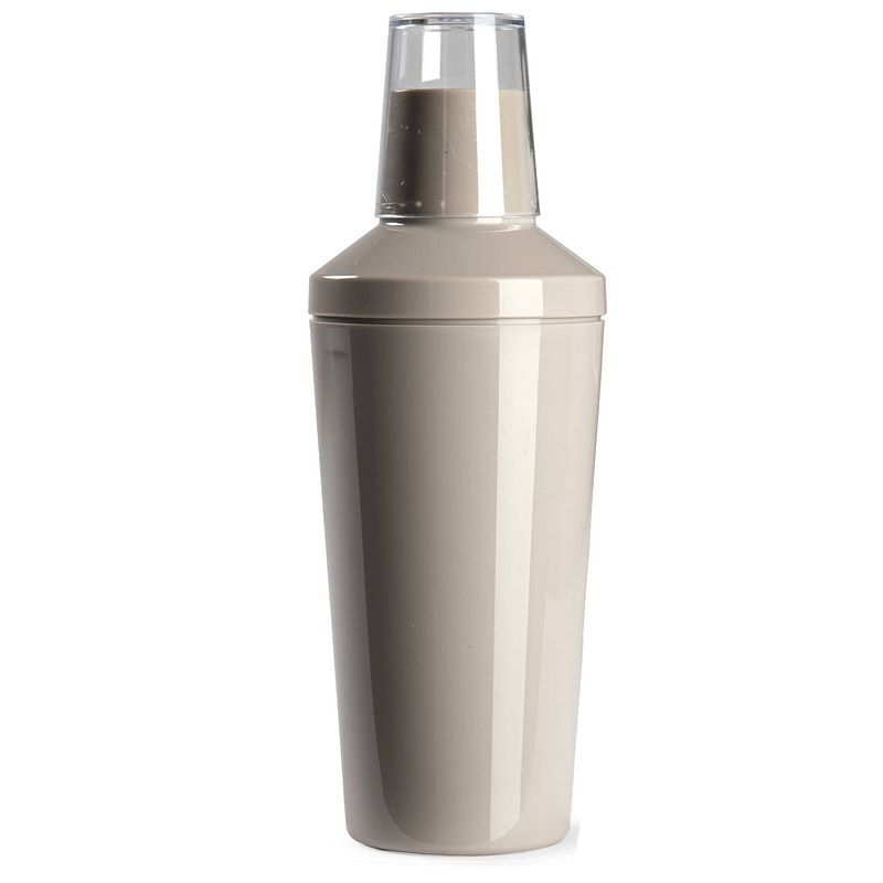 Foto van Cocktailshaker van kunststof in het taupe/beige 500 ml - 22 cm hoog - cocktailshakers