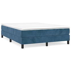 Foto van Vidaxl boxspring met matras fluweel donkerblauw 140x200 cm