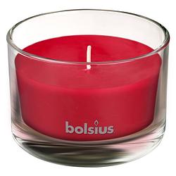 Foto van Bolsius geurkaars true scents pomegranate 9,2 cm glas/wax rood