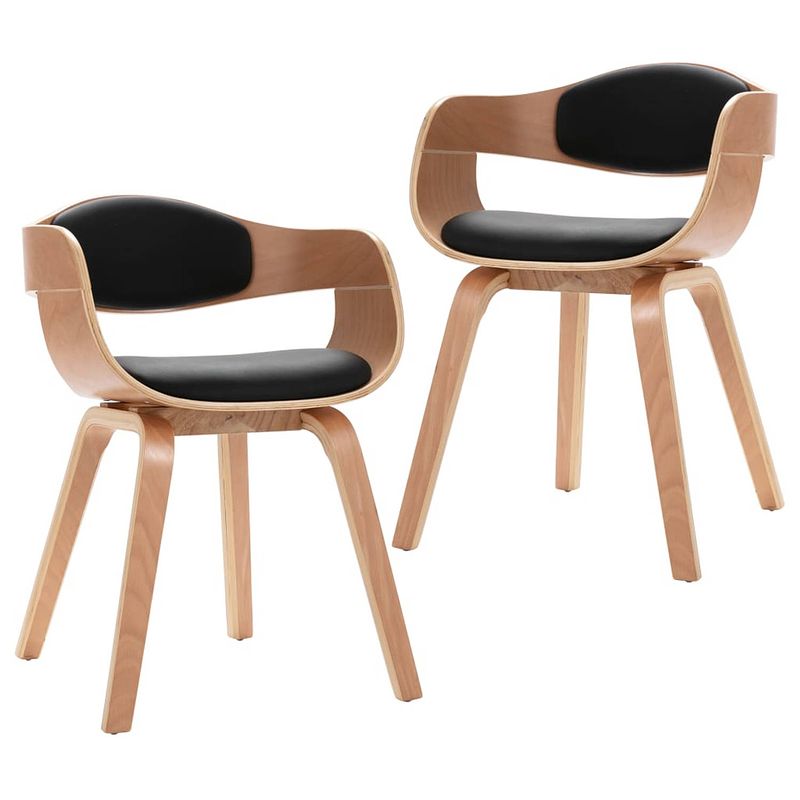 Foto van The living store eetstoelen set - kunstleer - zwart - 49 x 51.5 x 71.5 cm