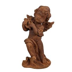 Foto van Clayre & eef decoratie beeld engel 14 cm bruin polyresin religious sculpture bruin religious sculpture