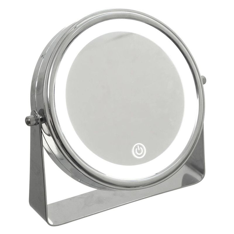 Foto van Make-up spiegel/scheerspiegel met led verlichting op standaard 20 cm - make-up spiegeltjes