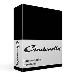 Foto van Cinderella katoen-satijn hoeslaken - 100% katoen-satijn - lits-jumeaux (200x210 cm) - black