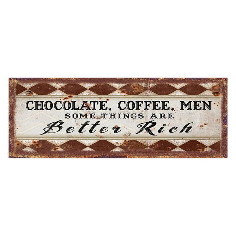 Foto van Clayre & eef tekstbord 36x13 cm bruin zwart ijzer rechthoek chocolate, coffie, men wandbord bruin wandbord