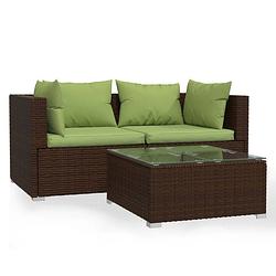 Foto van Vidaxl 3-delige loungeset met kussens poly rattan bruin