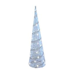 Foto van Led piramide kerstboom - h59 cm - wit - kunststof - kerstverlichting - kerstverlichting figuur