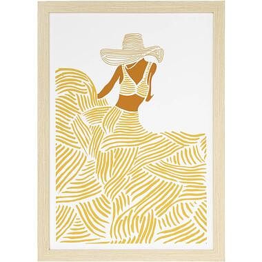 Foto van Poster summer lady - mdf/glas - 70x50 cm - leen bakker