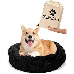 Foto van All 4 pets supply® hondenmand donut - kattenmand - maat s - voor honden/katten tot 40 cm - hondenkussen - zwart