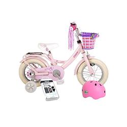 Foto van Volare kinderfiets ashley - 12 inch - roze - 95% afgemonteerd - met fietshelm & accessoires