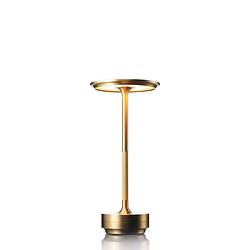 Foto van Goliving tafellamp op accu - oplaadbaar en dimbaar - spatwaterbestendig - energiezuinig - hoogte 27 cm - goud