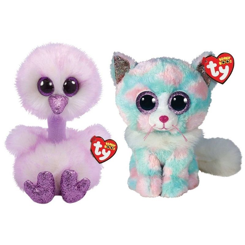 Foto van Ty - knuffel - beanie buddy - kenya ostrich & opal cat