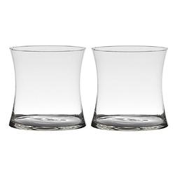 Foto van Set van 2x stuks transparante stijlvolle x-vormige vaas/vazen van glas 15 x 15 cm - vazen