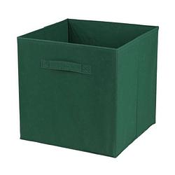 Foto van Urban living opbergmand/kastmand square box - karton/kunststof - 29 liter - donker groen - 31 x 31 x 31 cm - opbergmande