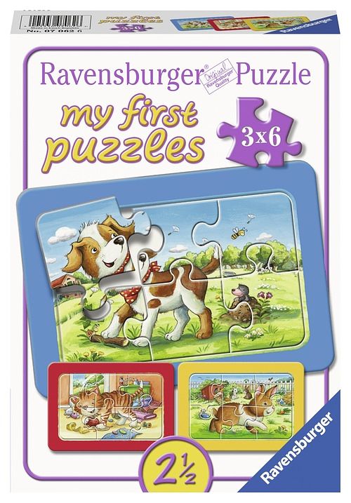 Foto van Ravensburger mijn dierenvriendjes - my first puzzels - 3x6 stukjes - kinderpuzzel