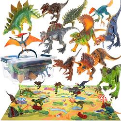 Foto van Xl set stoere dinosaurussen met speelmat - dinosauruspark - 24 delig - dinosaurus t-rex