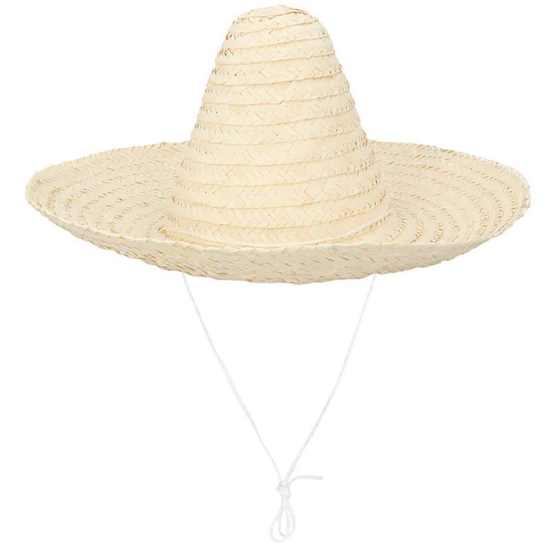Foto van Boland party carnaval verkleed sombrero hoed fiesta - naturel - volwassenen - polyester - verkleedhoofddeksels