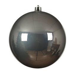 Foto van 1x stuks grote kunststof kerstballen antraciet (warm grey) 20 cm glans - kerstbal