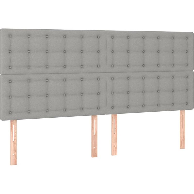 Foto van The living store boxspring bed - led - 203 x 200 x 118/128 cm - lichtgrijs - pocketvering matras - huidvriendelijk