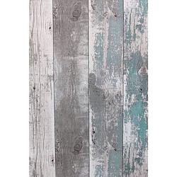 Foto van Topchic behang wooden planks donkergrijs en blauw