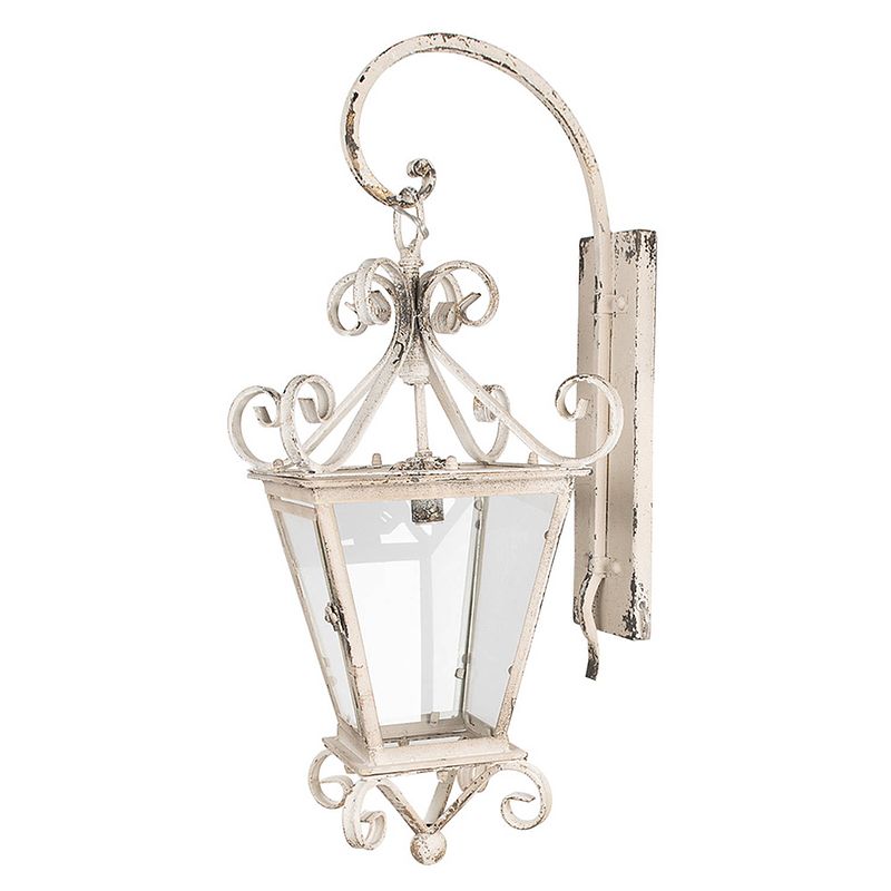 Foto van Clayre & eef wandlamp 31x39x79 cm beige ijzer glas muurlamp beige muurlamp