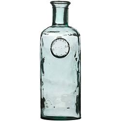 Foto van Natural living bloemenvaas olive bottle - transparant - glas - d13 x h27 cm - fles vazen - vazen