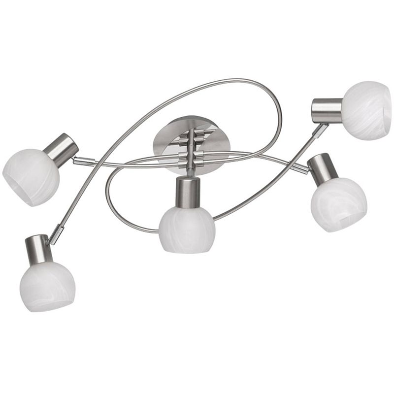 Foto van Led plafondlamp - plafondverlichting - trion antiniba - e14 fitting - 5-lichts - rond - mat nikkel - aluminium