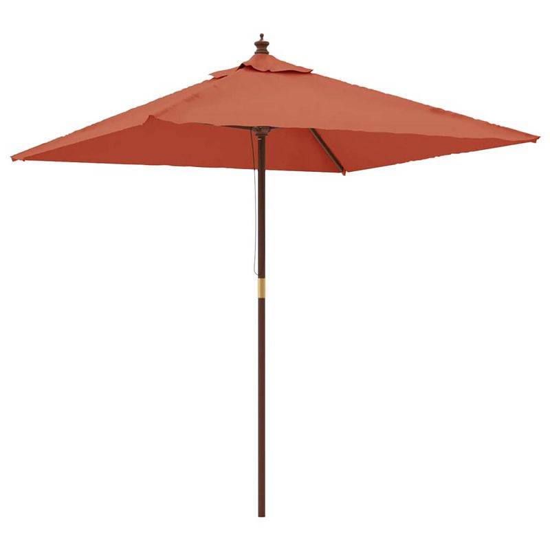 Foto van Vidaxl parasol met houten paal 198x198x231 cm terracottakleurig