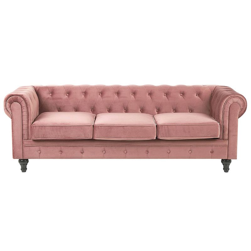 Foto van Beliani chesterfield - chesterfield bank-roze-fluweel