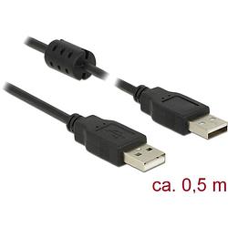 Foto van Delock usb-kabel usb 2.0 usb-a stekker, usb-a stekker 50.00 cm zwart met ferrietkern 84888