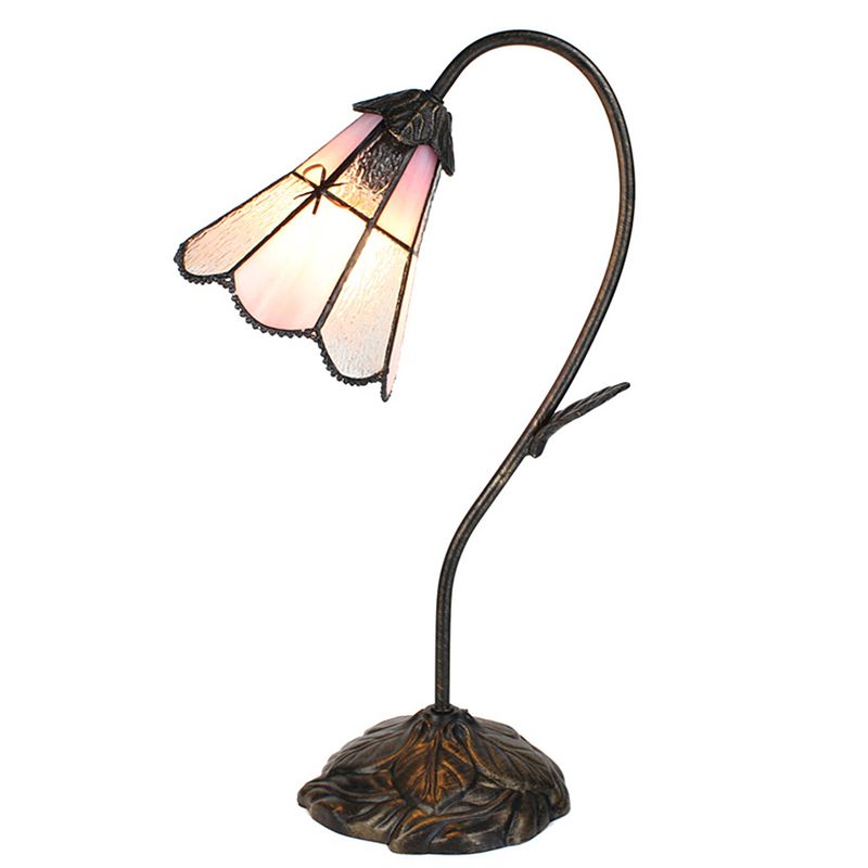 Foto van Haes deco - tiffany tafellamp bruin 30x17x48 cm fitting e14 / lamp max 1x25w