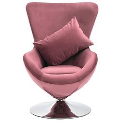 Foto van The living store eivormige stoel fluweel - 59 x 65 x 88 cm - roze