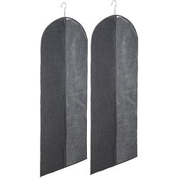 Foto van Set van 2x stuks kleding/beschermhoezen linnen grijs 130 cm - kledinghoezen