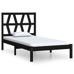 Foto van The living store massief grenenhouten bedframe - klassiek - bedden - afmeting- 205.5 x 105.5 x 31 cm - kleur- zwart