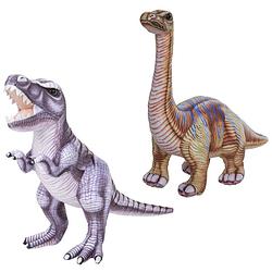 Foto van Speelgoed set van 2x pluche dino knuffels t-rex en apatosaurus van 30 cm - knuffeldier