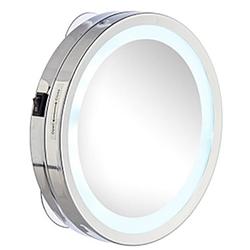 Foto van Berilo badkamerspiegel led 15 cm glas/staal zilver