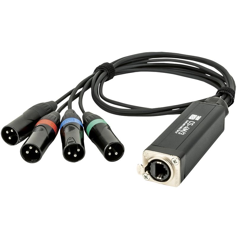 Foto van Showgear cs-4 m/3 4-kanaals 3p dmx (male) splitter via rj45