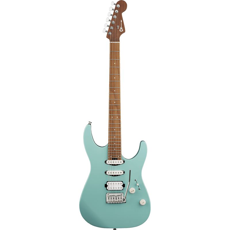 Foto van Charvel mj series rick graham signature san dimas dk24 2pt cm celeste elektrische gitaar met koffer