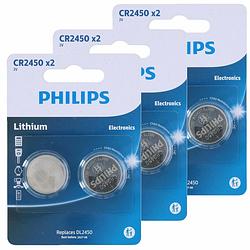 Foto van Philips knoopcel batterijen cr2450 - 6x stuks - knoopcel batterijen