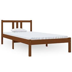 Foto van The living store houten bedframe - eenpersoonsbed - 90 x 190 cm - honingbruin