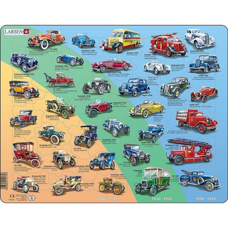 Foto van Larsen legpuzzel maxi historie auto's 42 stukjes