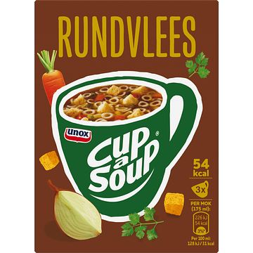 Foto van 2 zakken soep a 570 ml, pakken cupasoup a 3 stuks of single verpakkingen noodles of pasta | unox cup a soup rundvlees 3 x 175ml aanbieding bij jumbo