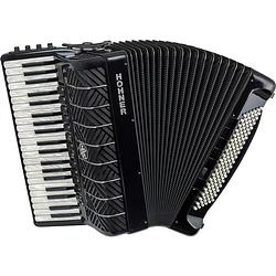 Foto van Hohner mattia iv 120 bk stage accordeon met perloid pianoklavier